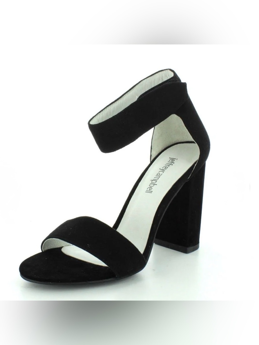 Jeffrey Campbell Sandals Womens 6 Lindsay Block Heel Ankle Strappy Black Suede